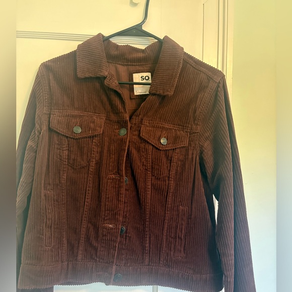 SO Women's Corduroy Trucker Jacket in Brown - Picture 2 of 3